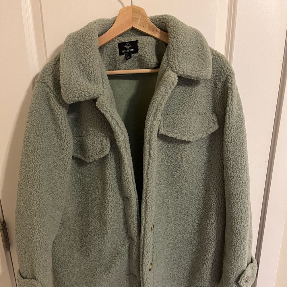 Sage Green Sherpa Shacket